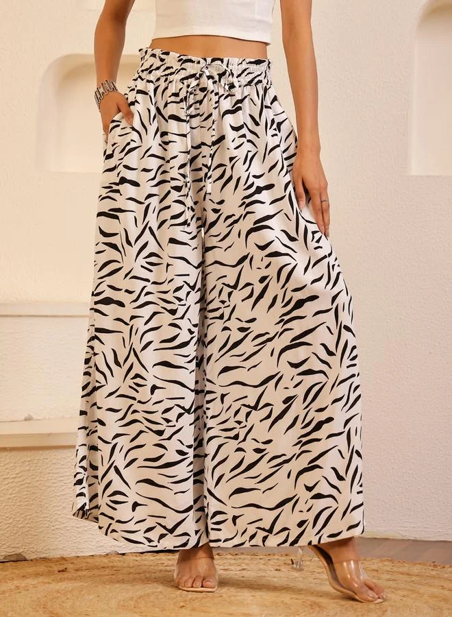 sanskrutihomes Women Zebra Print Wide Leg Trousers